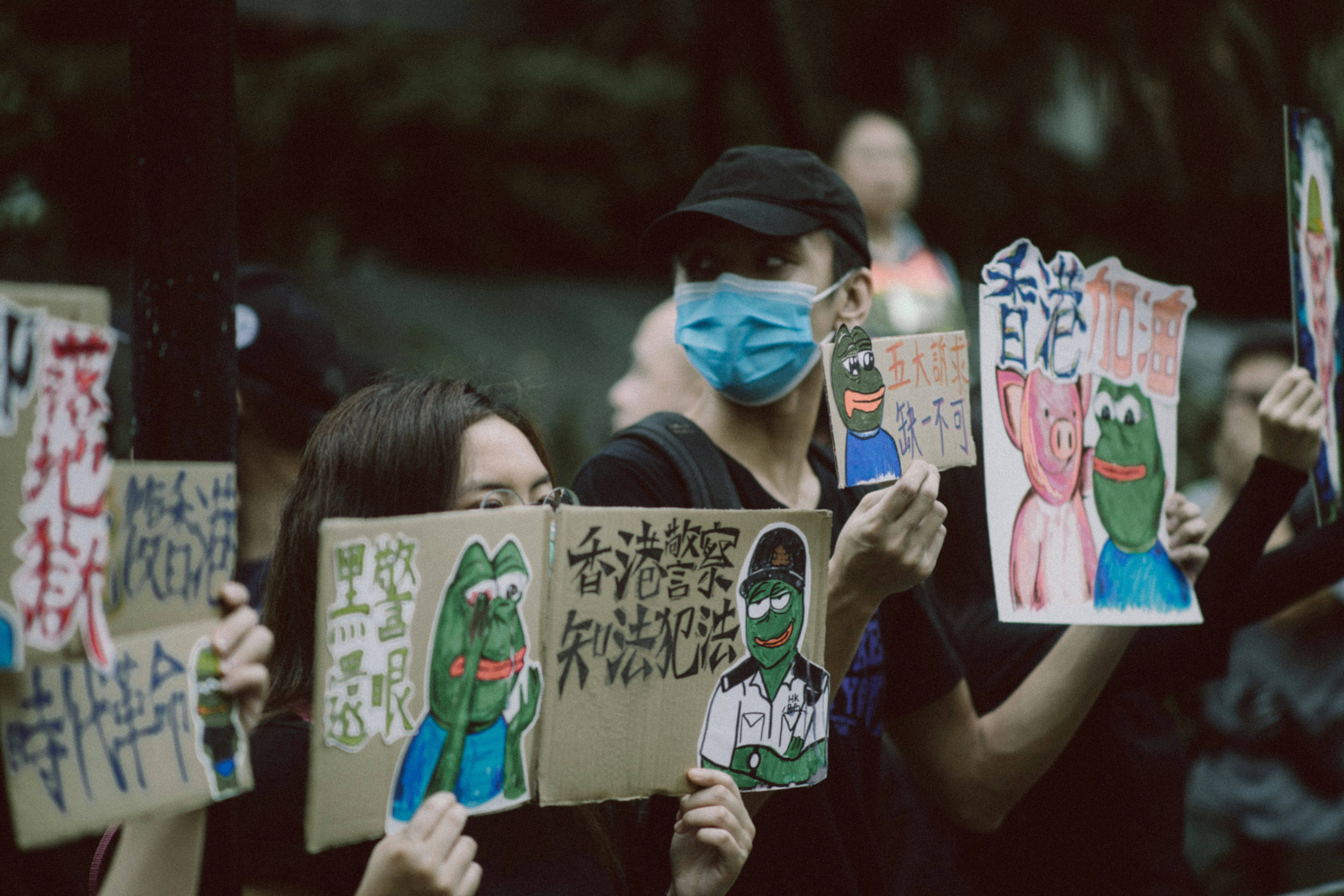 person holding signage